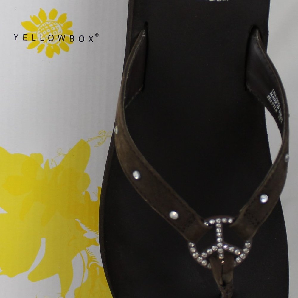 Yellow Box 'Seattle' Peace Sign Thong Sandals with Rhinestones